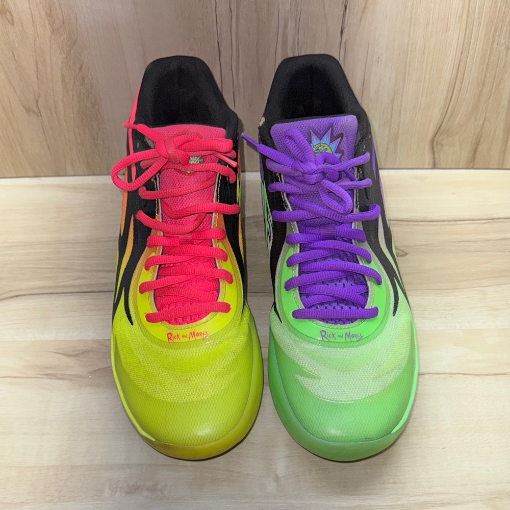 Puma Neon Mismatched Sneakers.  x Rick and Morty MB.02 "Adventures" sneakers